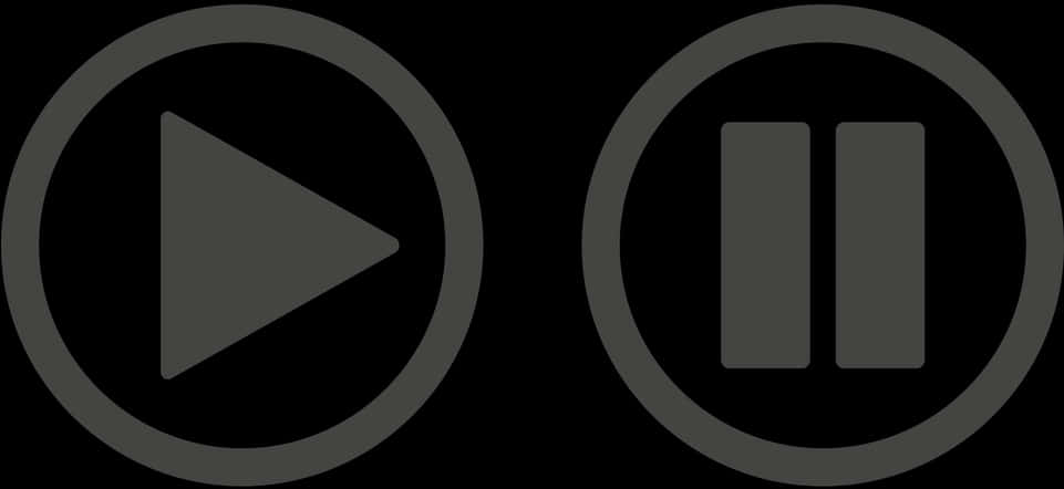 Play Pause Buttons Black Background PNG
