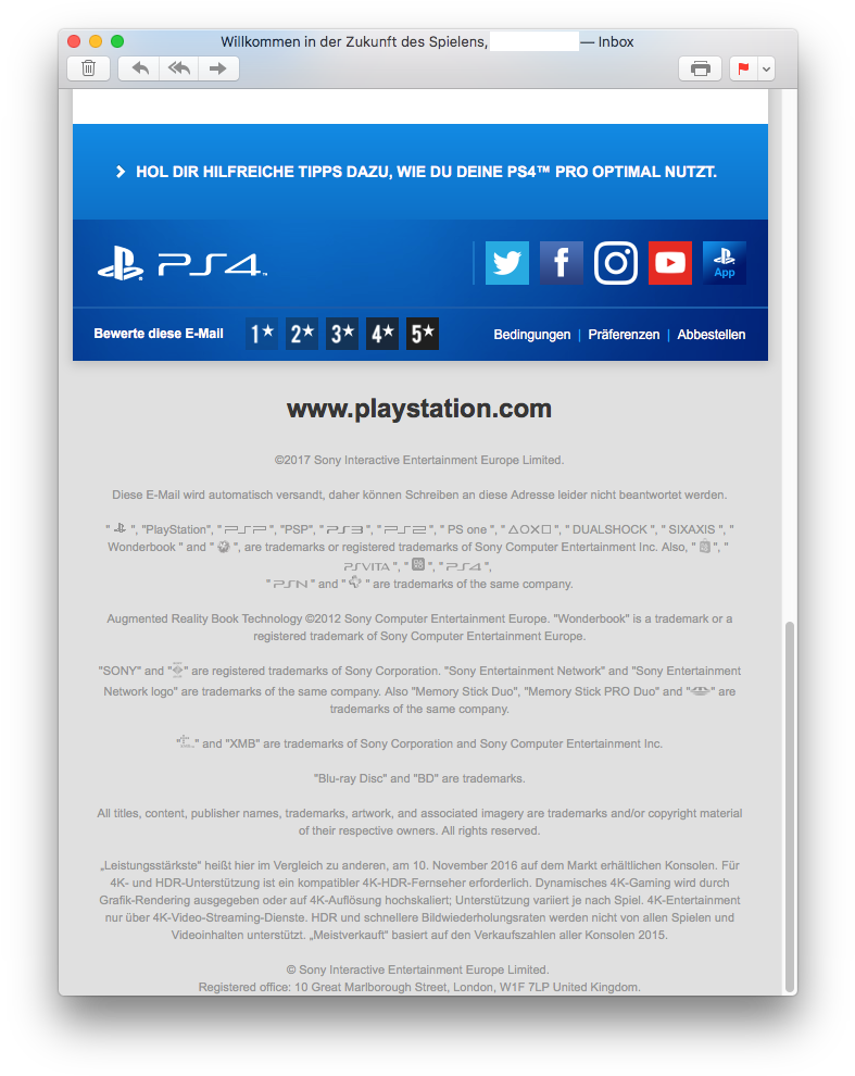 Play Station Email Screenshot German PNG