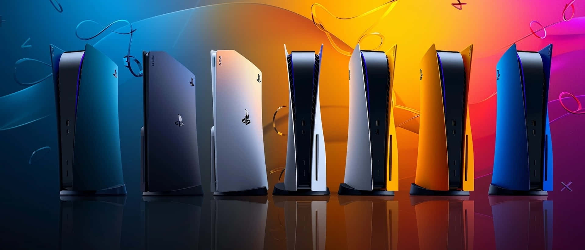 Play Station5 Consoles Colorful Background Wallpaper