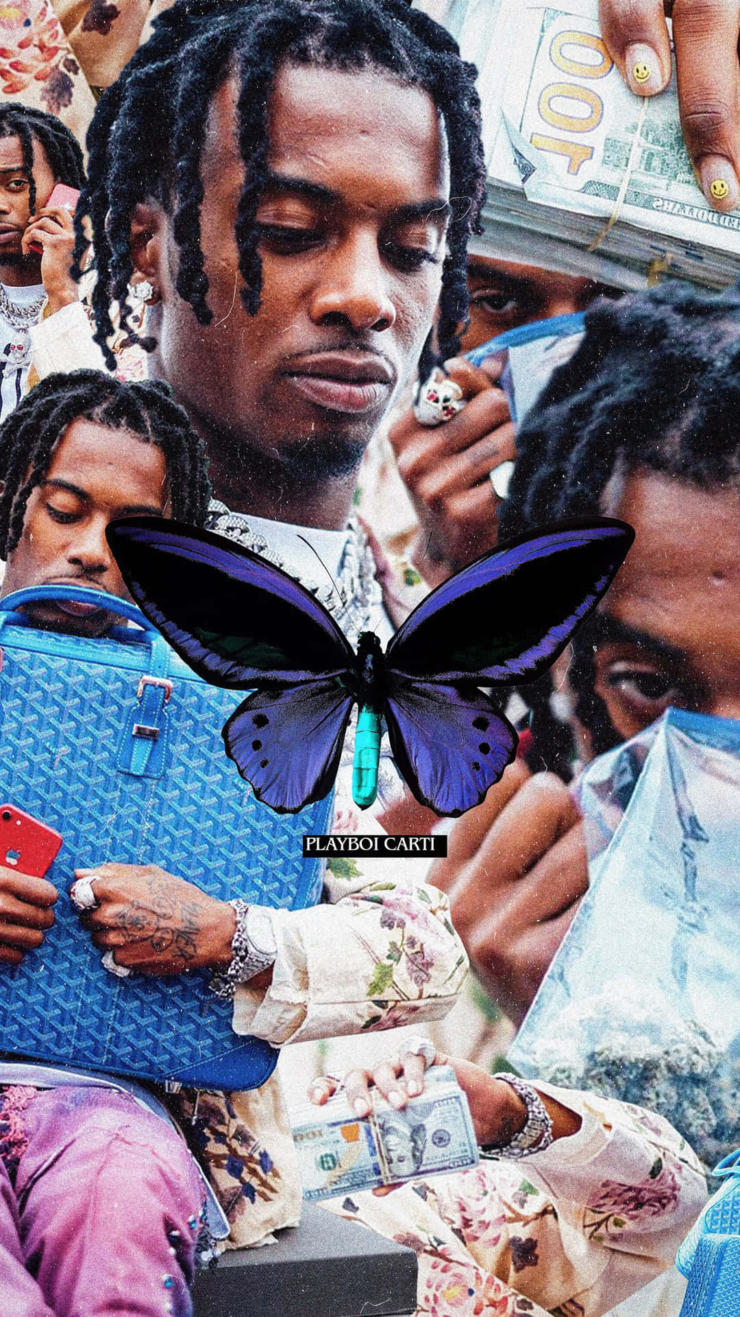 Playboi Carti Butterfly Aesthetic Collage Wallpaper