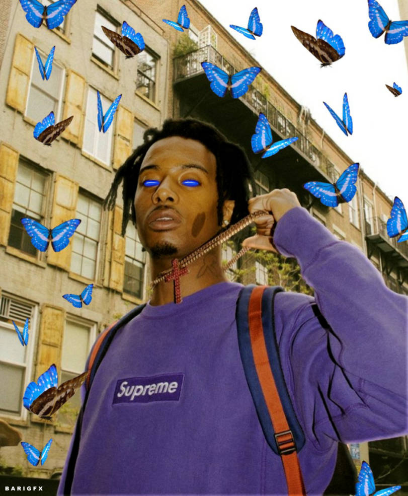Playboi Carti With Butterflies Background
