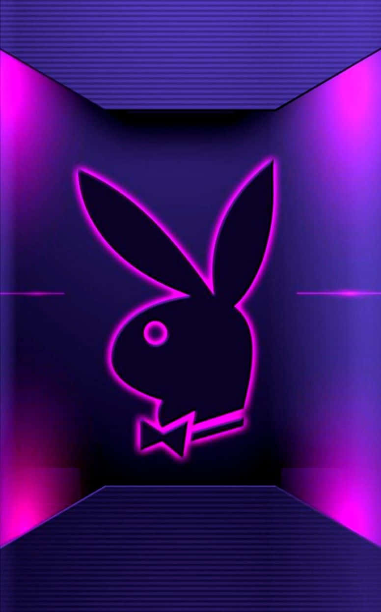 Playboy Logo In Purple Neon Lights
