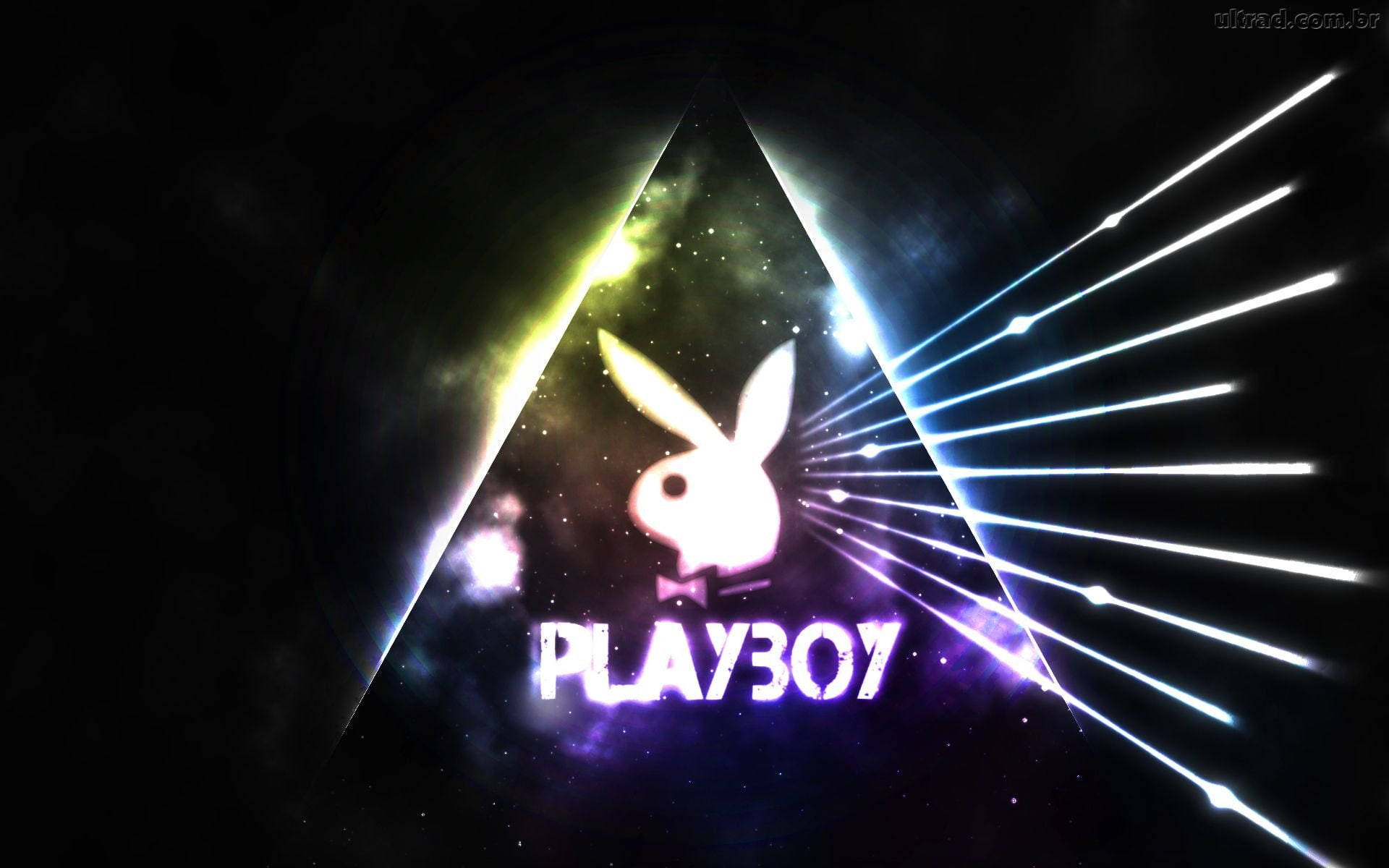 Playboy Logo Med Glødende Stråler Wallpaper