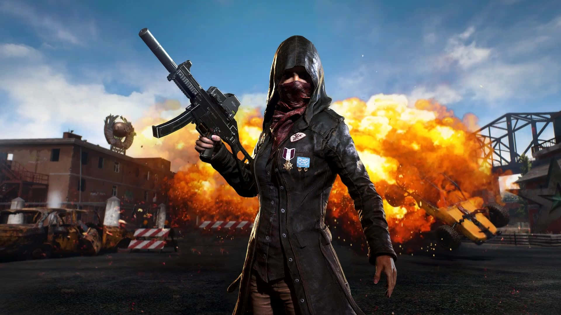 Player Unknown Battlegrounds Hooded Girl Explosion Wallpaper