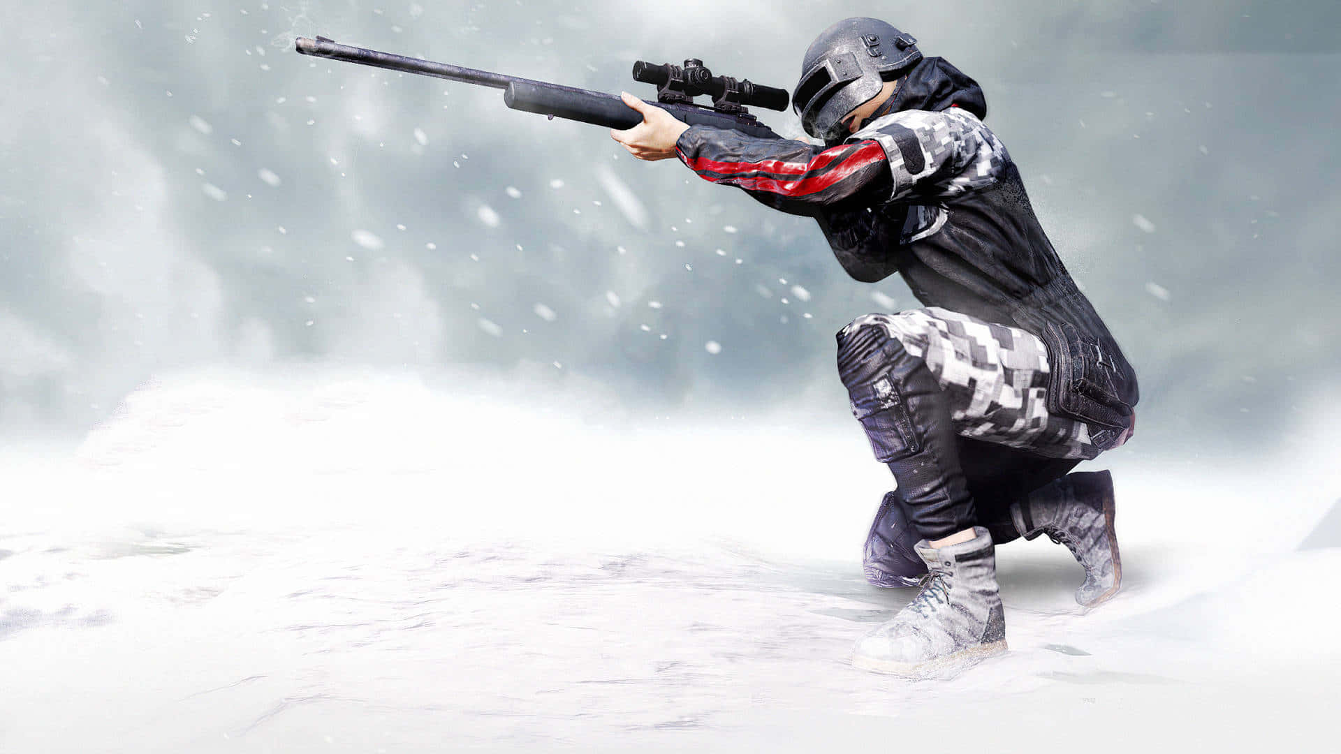 Jugadordesconocido De Battlegrounds Con Arma En La Nieve. Fondo de pantalla