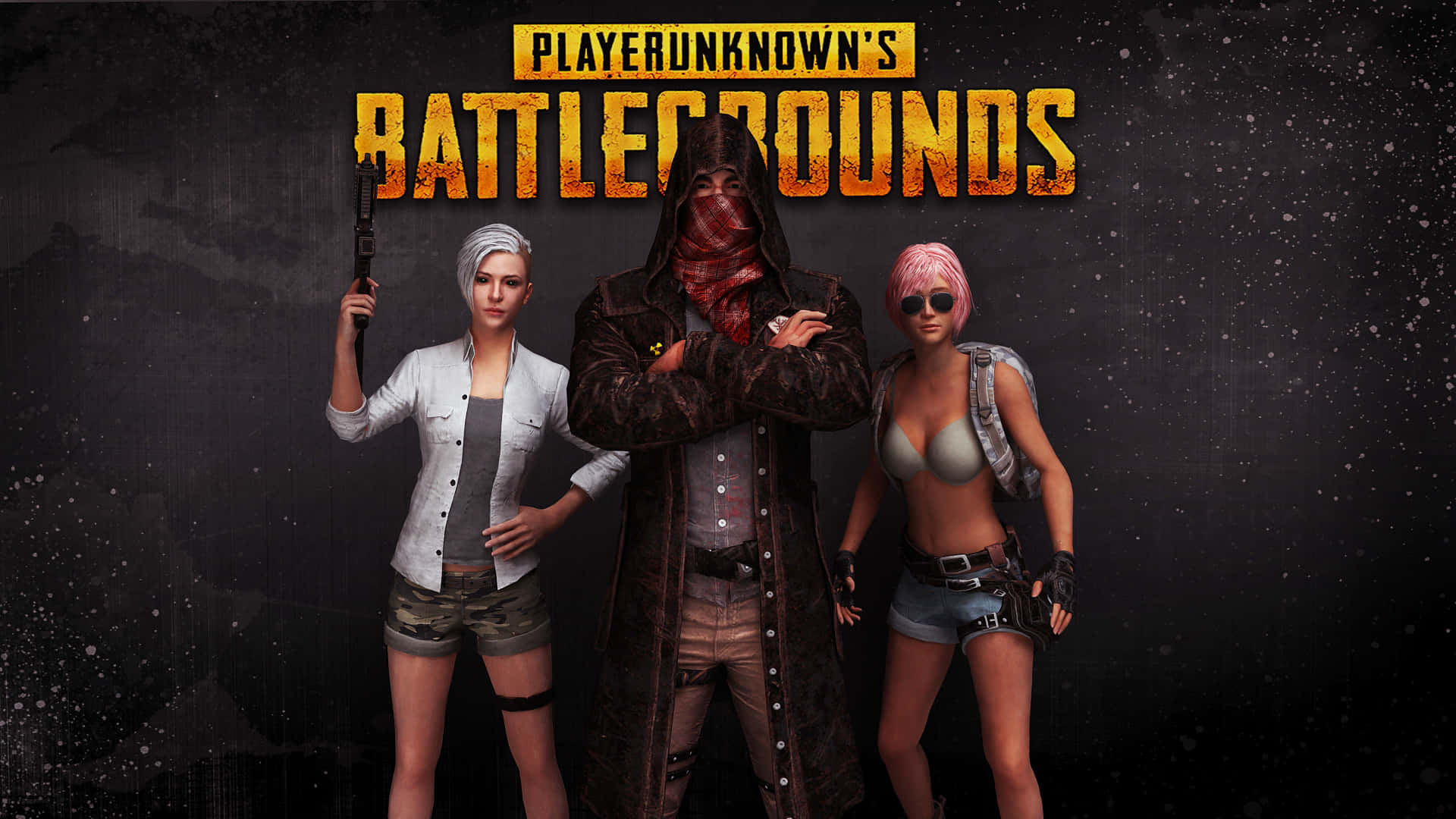 Personajesde Player Unknown Battlegrounds En Fondo Negro. Fondo de pantalla