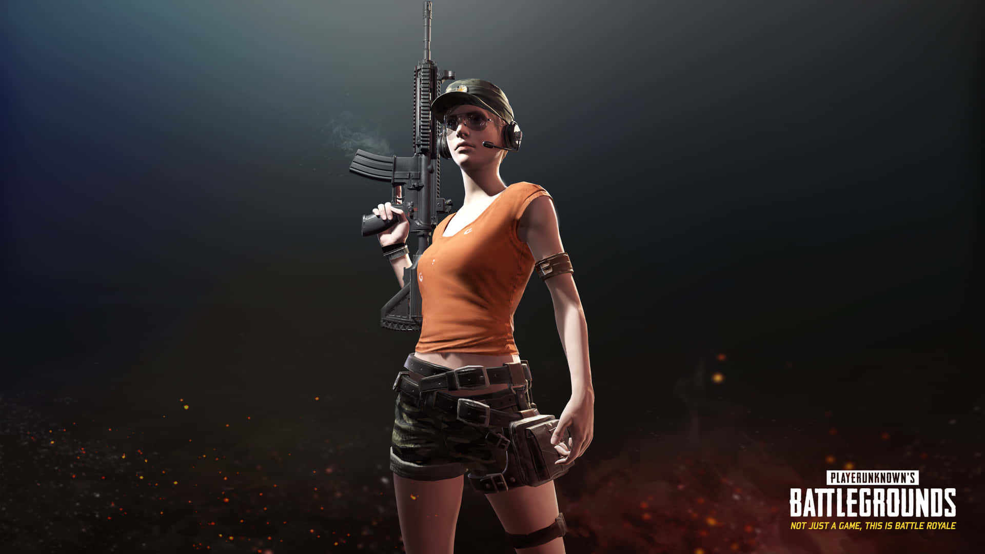 Playerunknown Battlegrounds Weiblicher Charakter Mit Gewehr Wallpaper