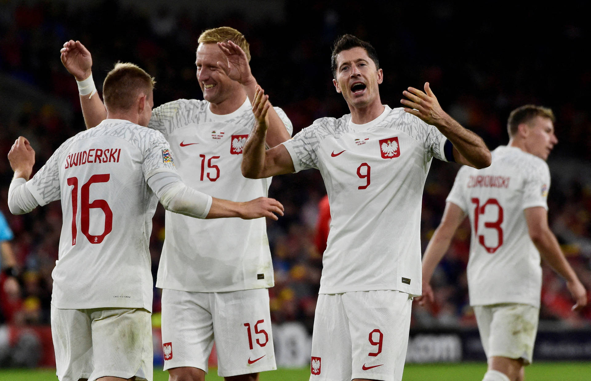 Players Celebrating Poland National Football Team