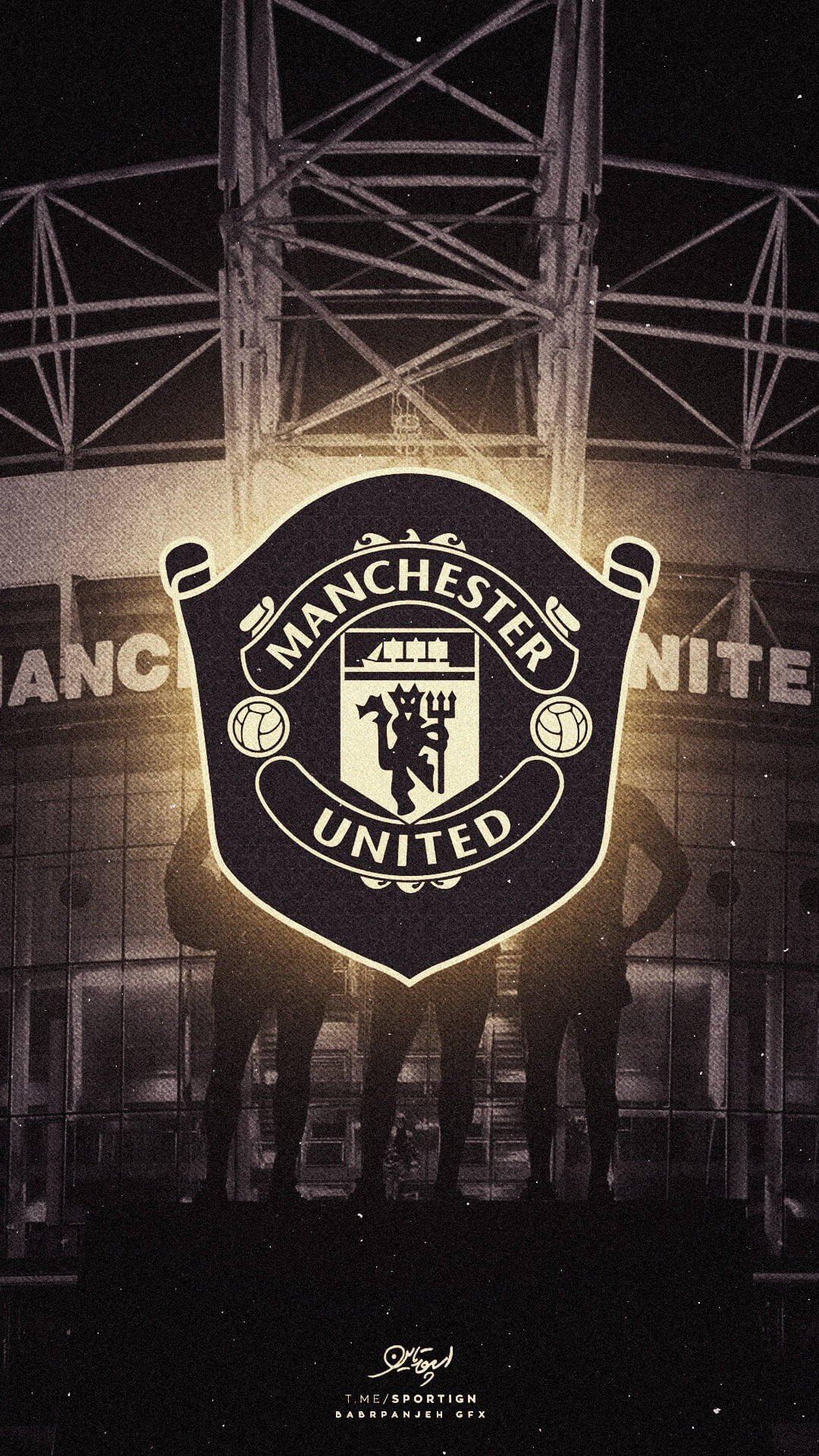 Players’ Silhouette Behind Manchester United Mobile Wallpaper