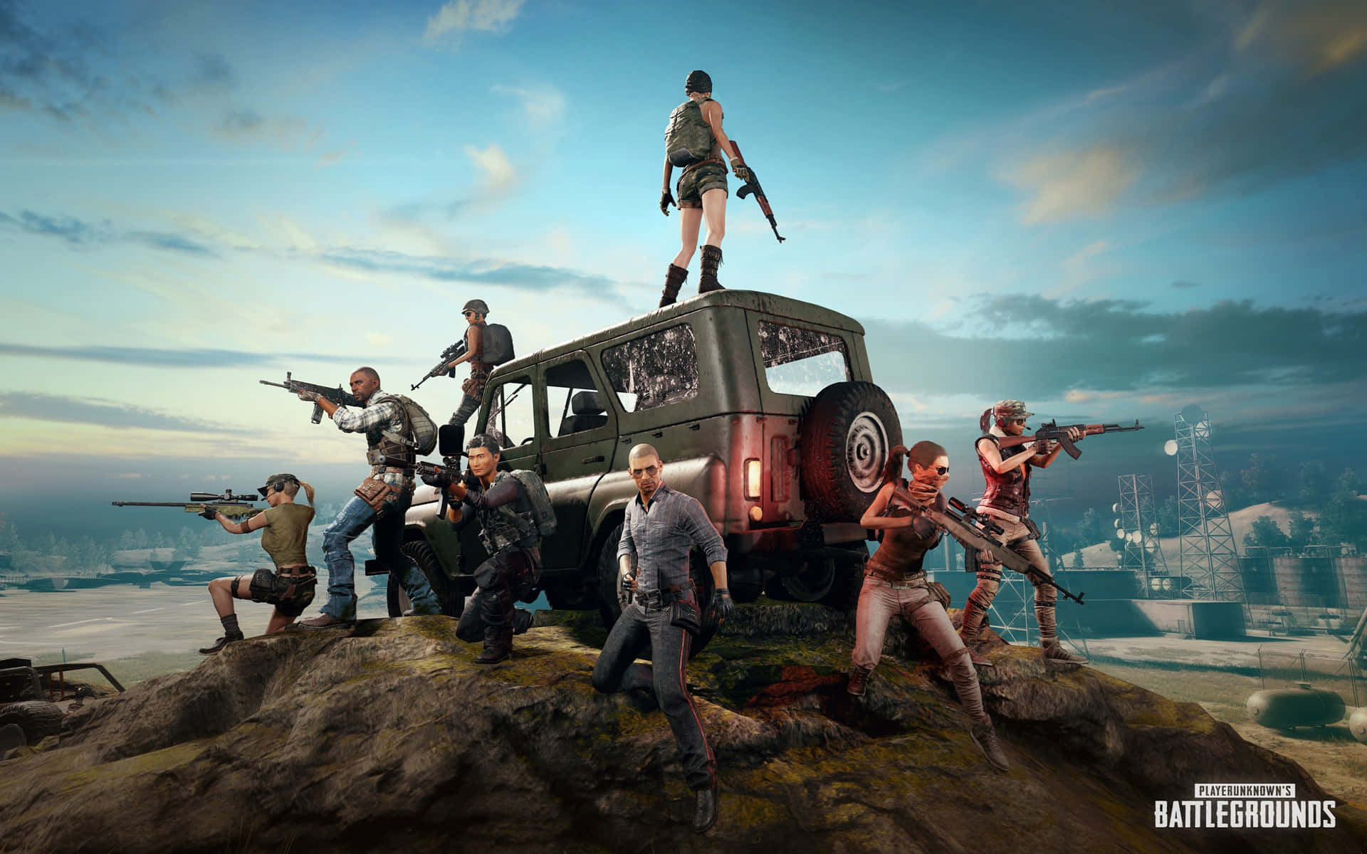 Pubg Mobile - A Group Of People Standing On Top Of A Mountain