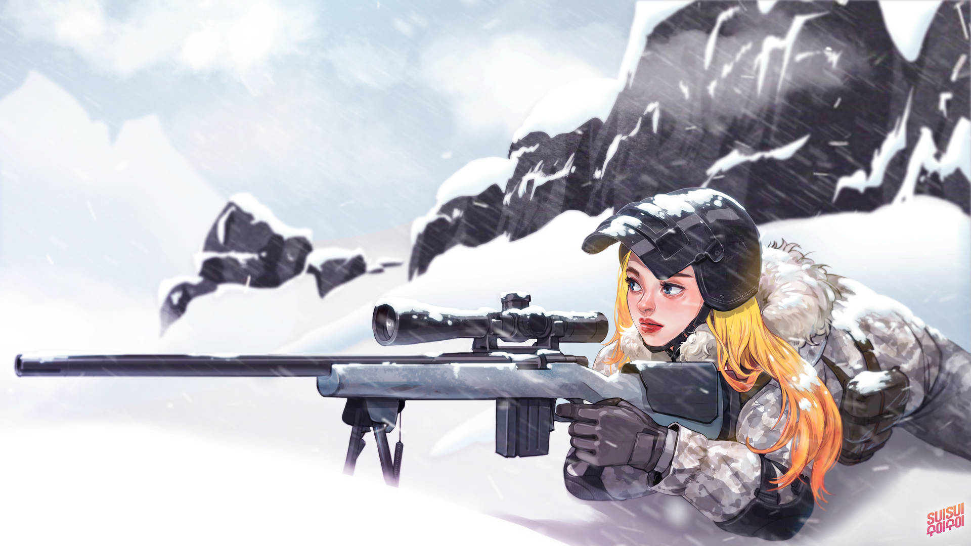 Playerunknown's Battlegrounds Girl Sniper In Snow Wallpaper