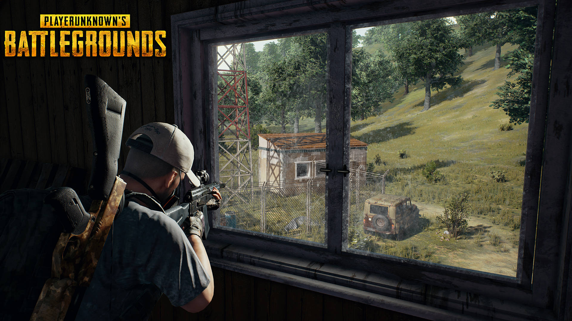 Playerunknown's Battlegrounds - Silent Sniper Awaiting in Window Wallpaper