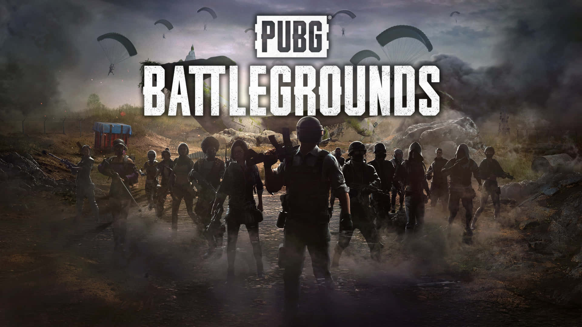 Logodi Pubg Battlegrounds Con Un Gruppo Di Persone Sfondo