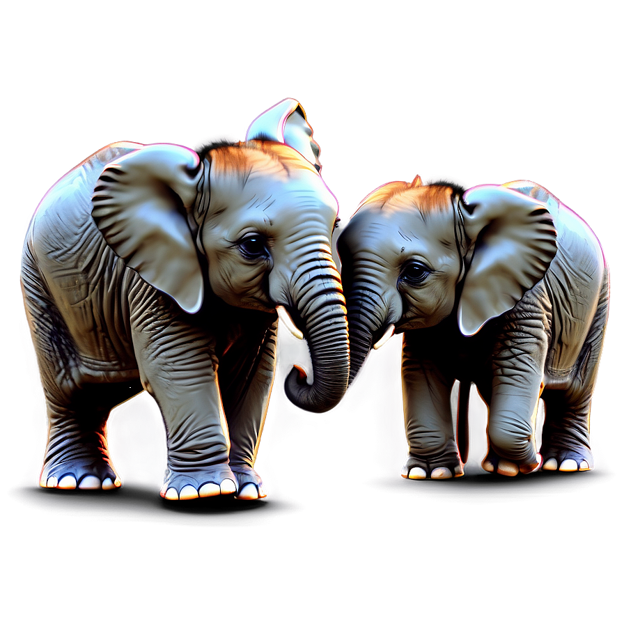 Playful Baby Elephant Art Png 06122024 PNG