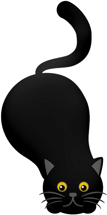 Playful Black Cat Cartoon PNG