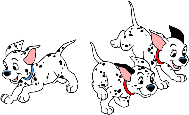 Playful Dalmatian Puppies Cartoon PNG