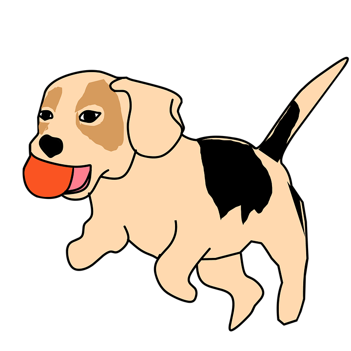 Playful Dog Cartoonwith Ball PNG