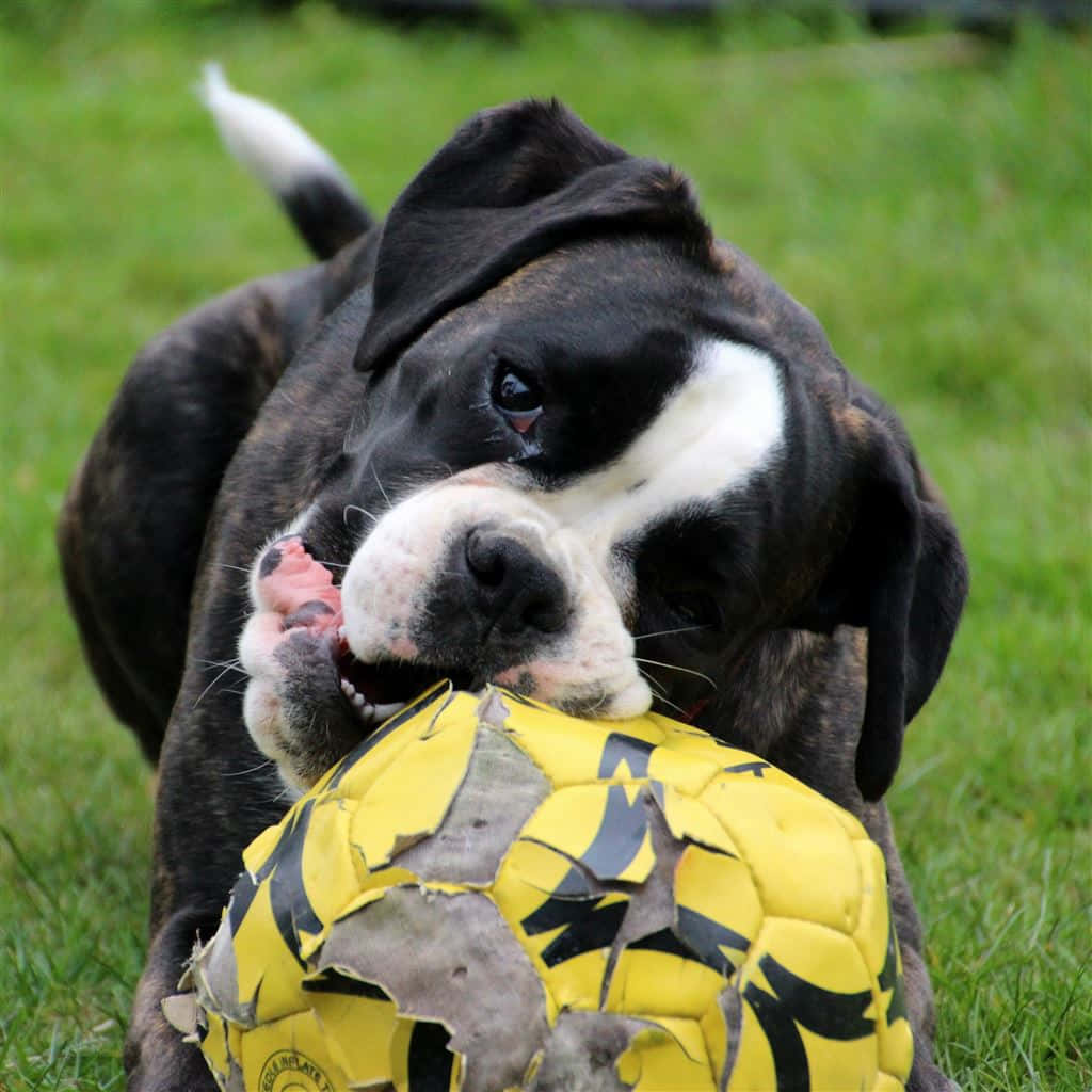 Speelse Hond Met Bal.jpg Achtergrond