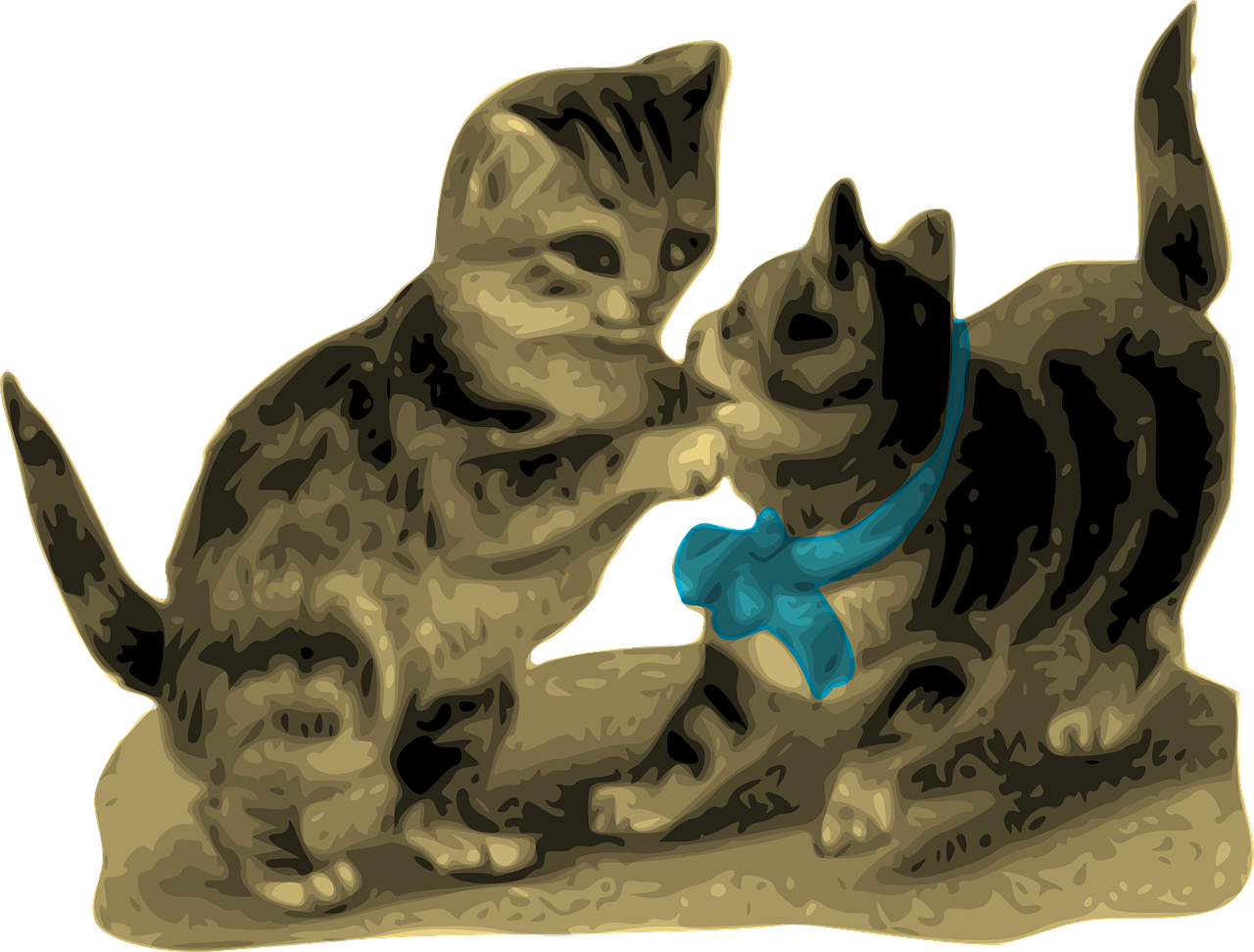 Playful Kittens With Blue Bow PNG