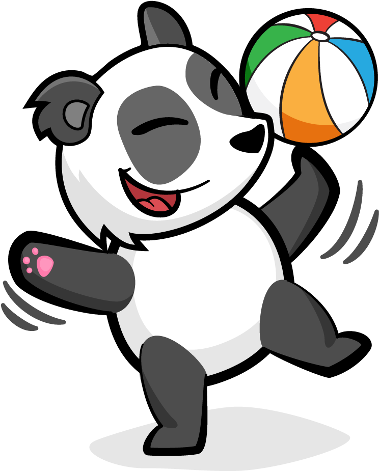 Playful Pandawith Beach Ball PNG