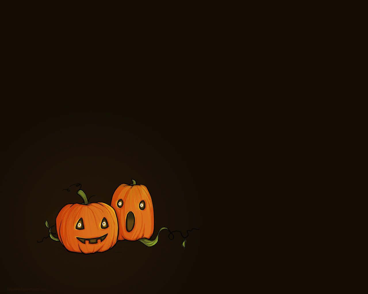 Playful Pumpkin Pals Halloween Aesthetic Wallpaper