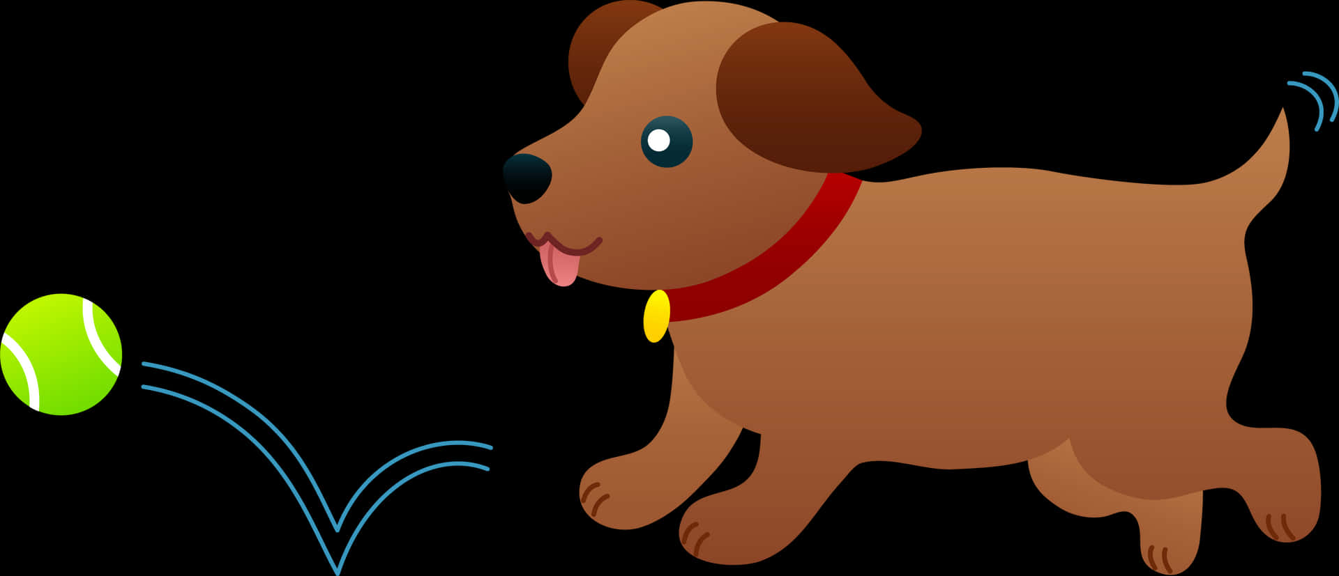 Playful Puppy Chasing Ball PNG