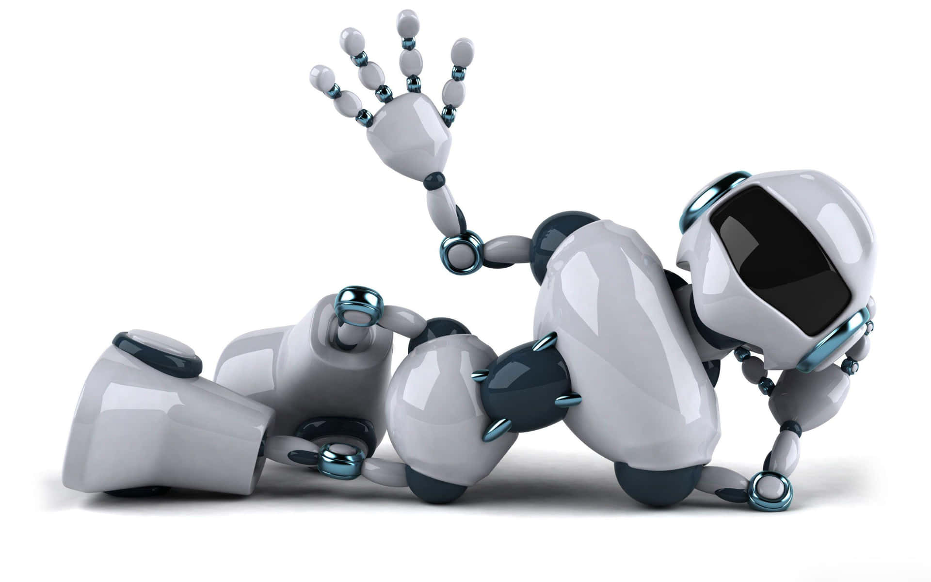 Playful Robot Falling Down Wallpaper