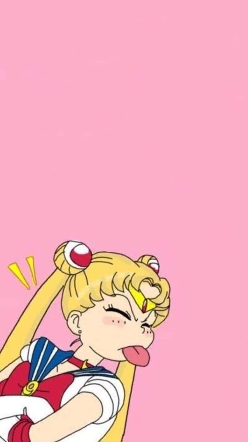 Playful Sailor Moon Pink Background Wallpaper