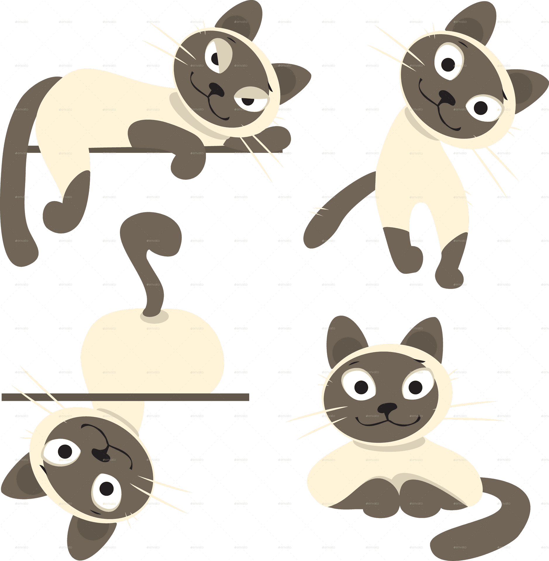 Playful Siamese Cats Pattern PNG
