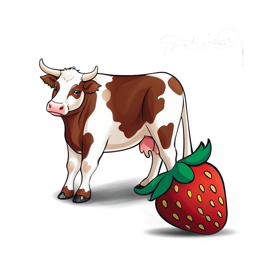 Playful Strawberry Cow Png Vwr51 PNG