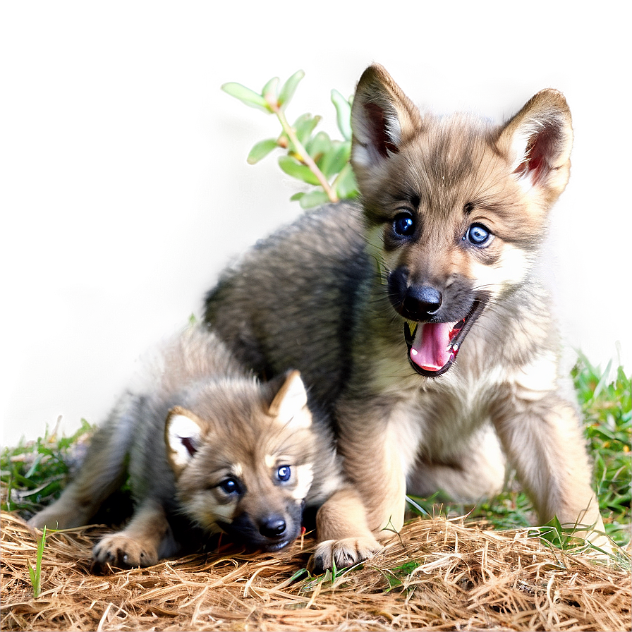 Playful Wolf Pups In Den Png Ooj PNG
