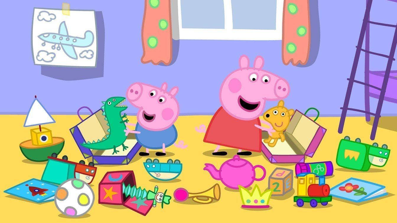 Playing Toys George And Peppa Pig Tablet Wallpaper