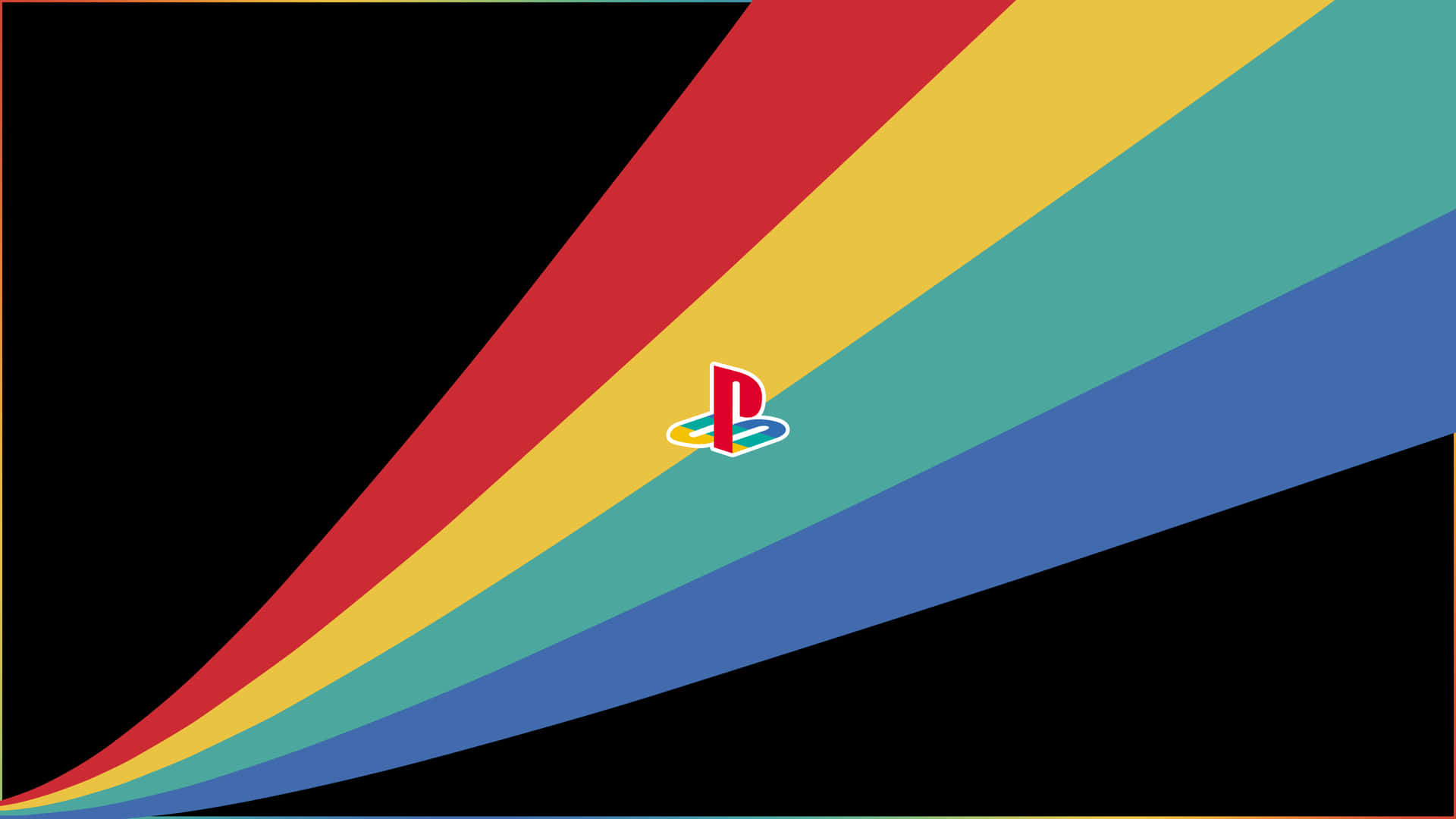 En regnbue farvet baggrund med et playstation logo i midten Wallpaper