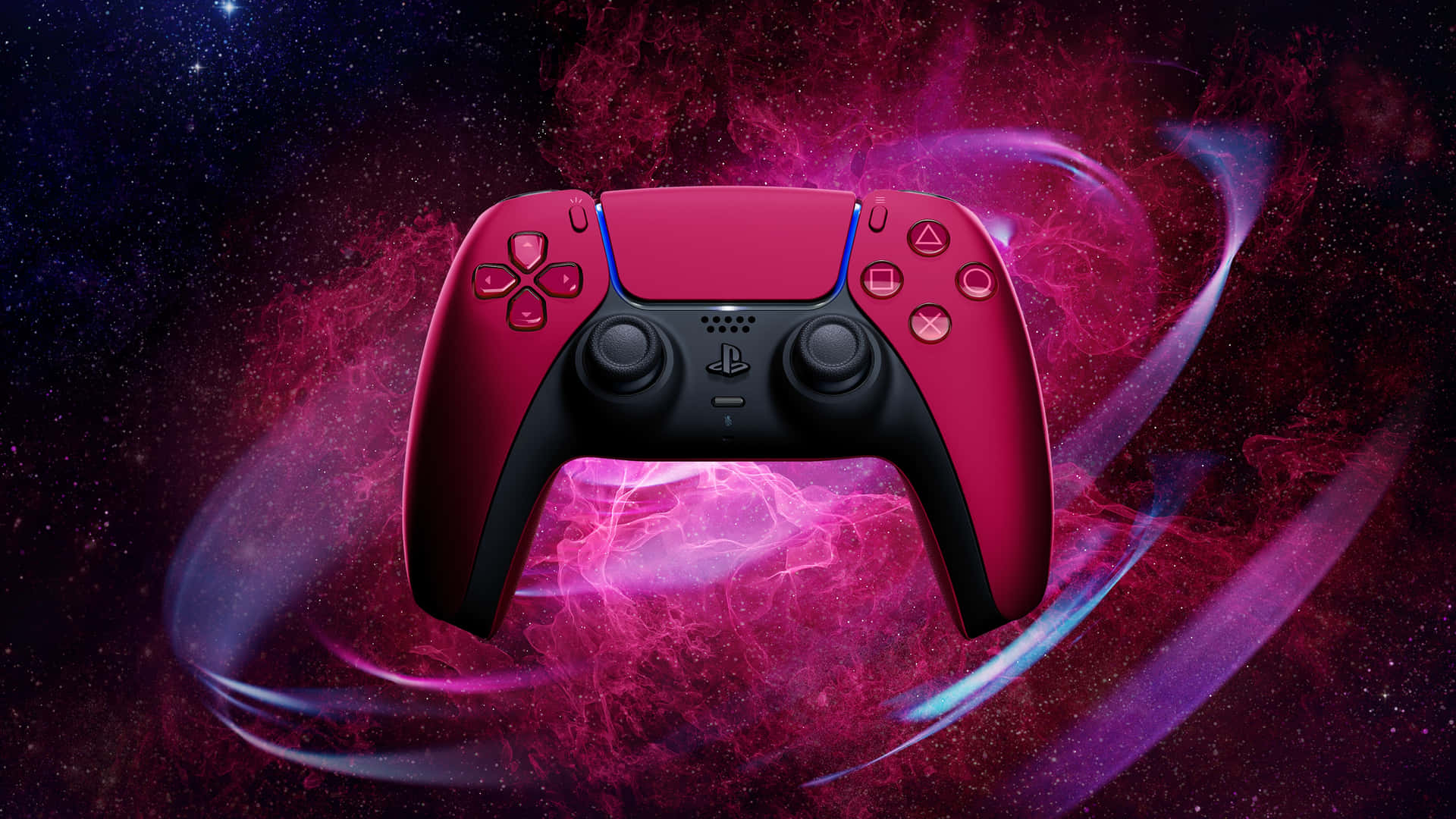 A Red Controller With A Black Controller On A Background Of Space Wallpaper