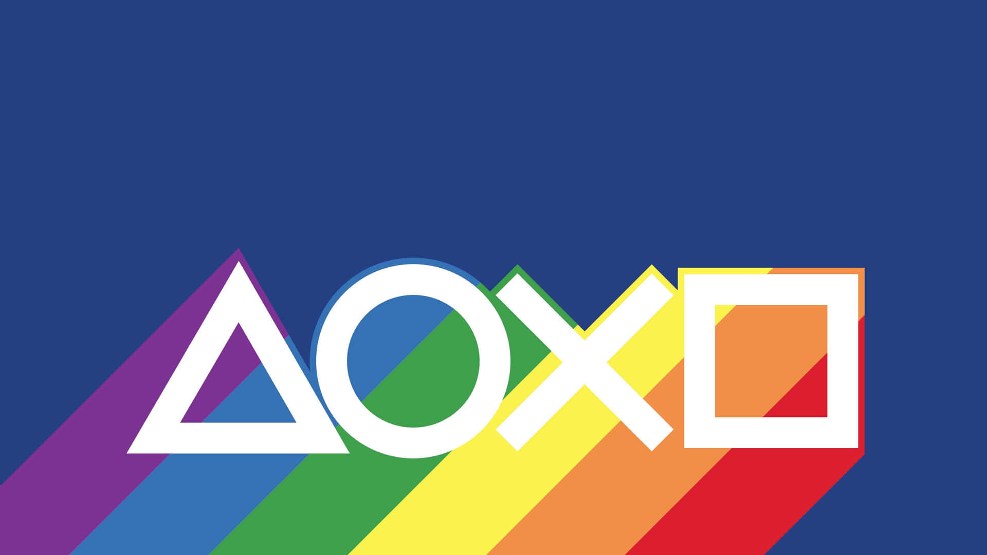 En regnbuefarvet logo med ordet Playstation Wallpaper