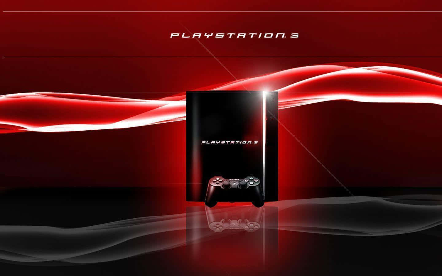 A Red Playstation With A Red Background