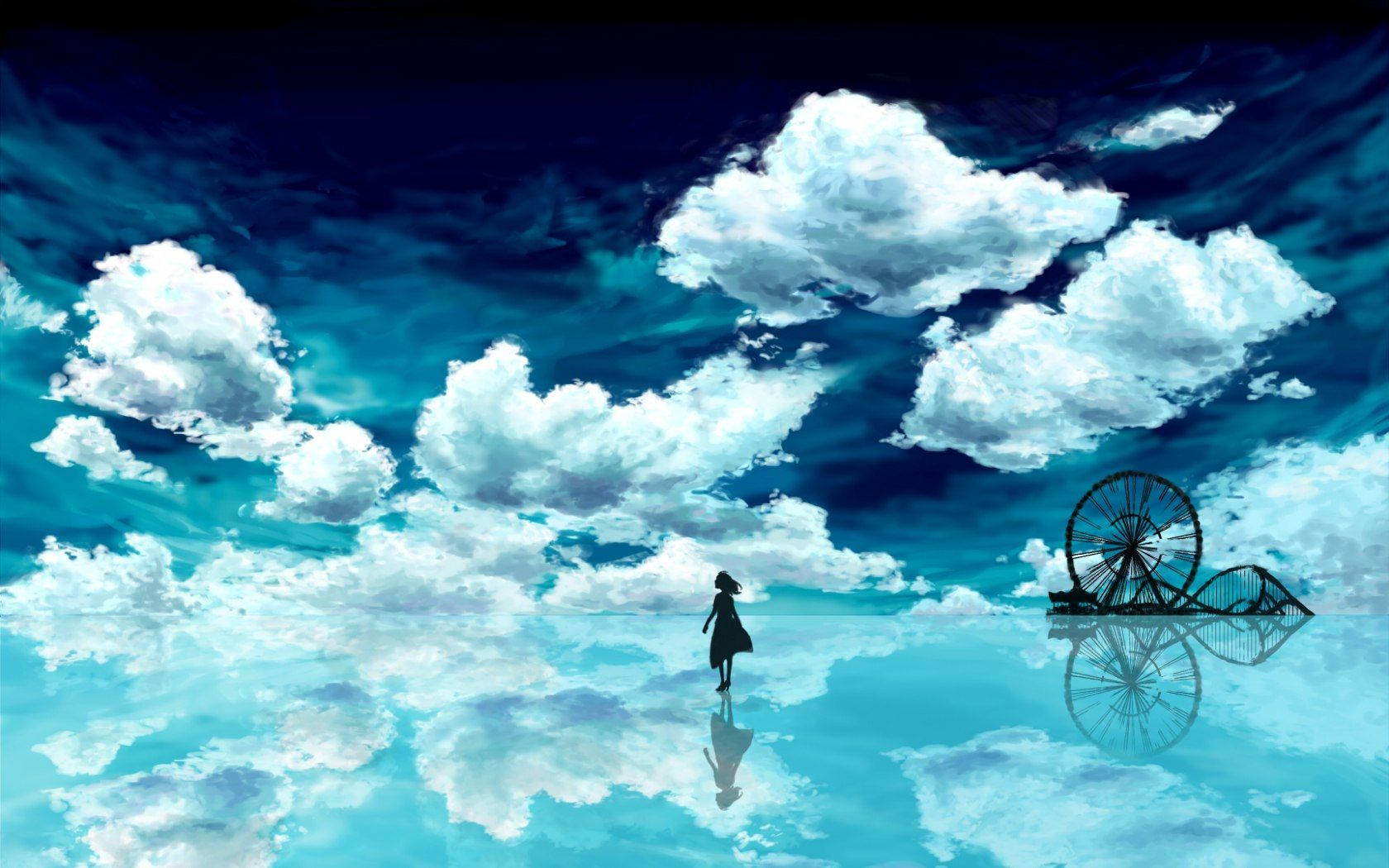 Pleasant Reflection Anime Scenery Wallpaper