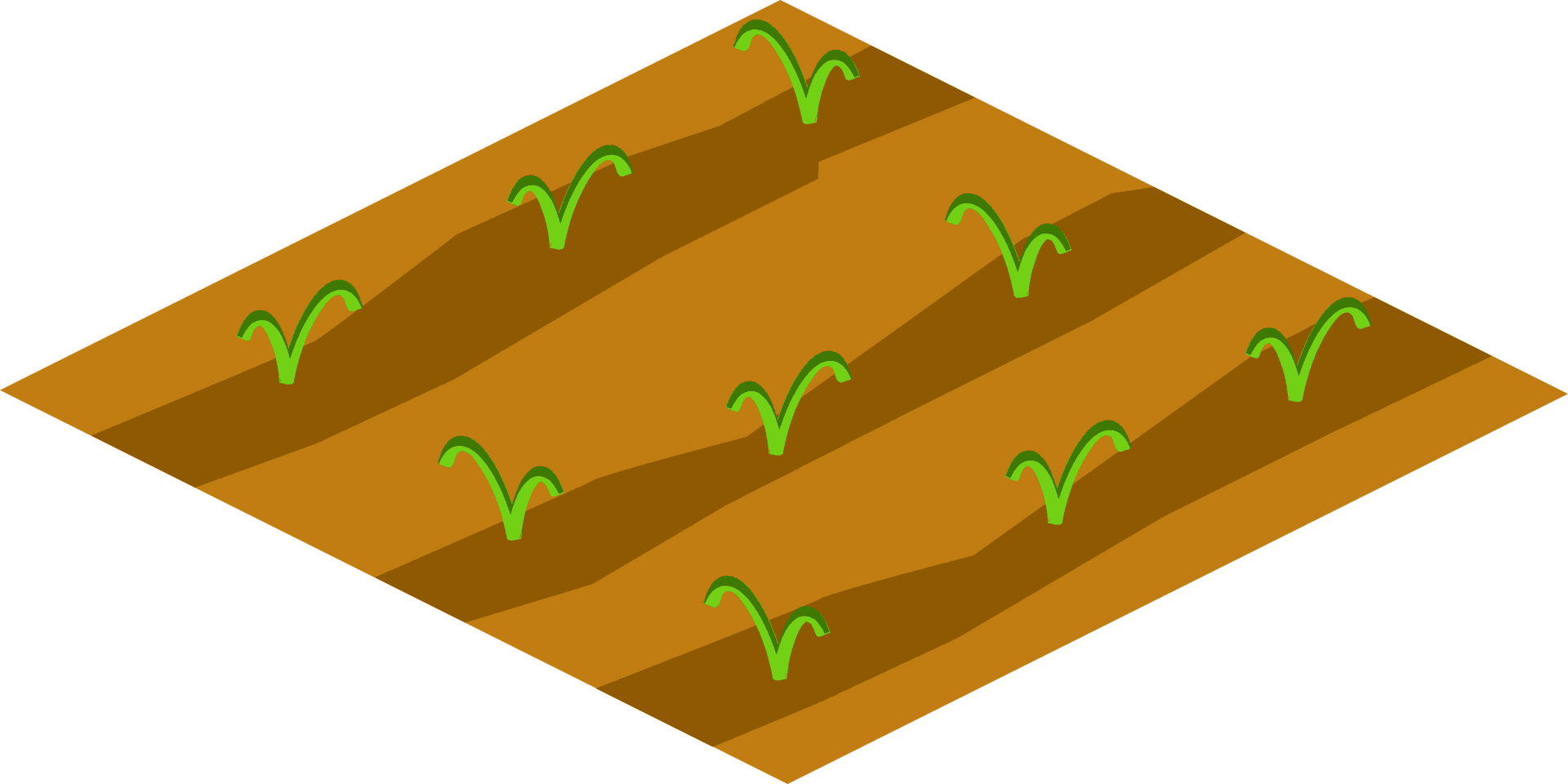 Plowed Fieldwith Sprouting Plants PNG