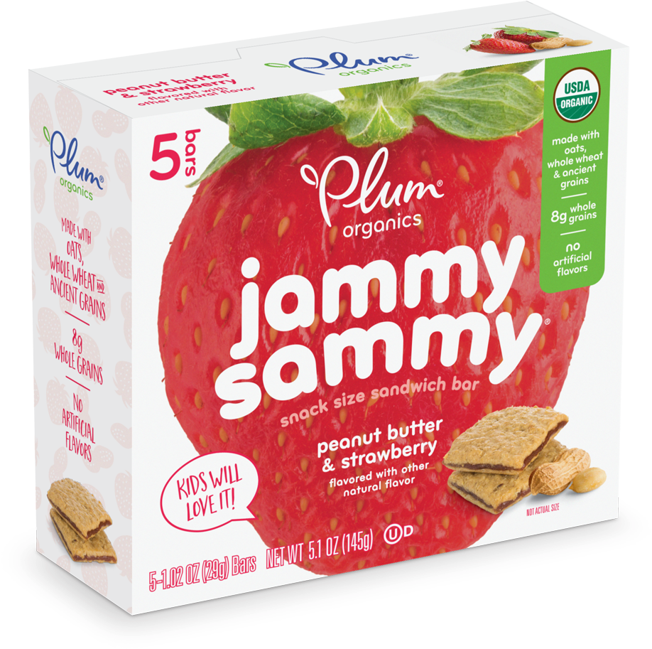 Plum Organics Jammy Sammy Peanut Butter Strawberry Snack Bar Box PNG