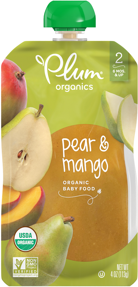 Plum Organics Pear Mango Baby Food Pouch PNG