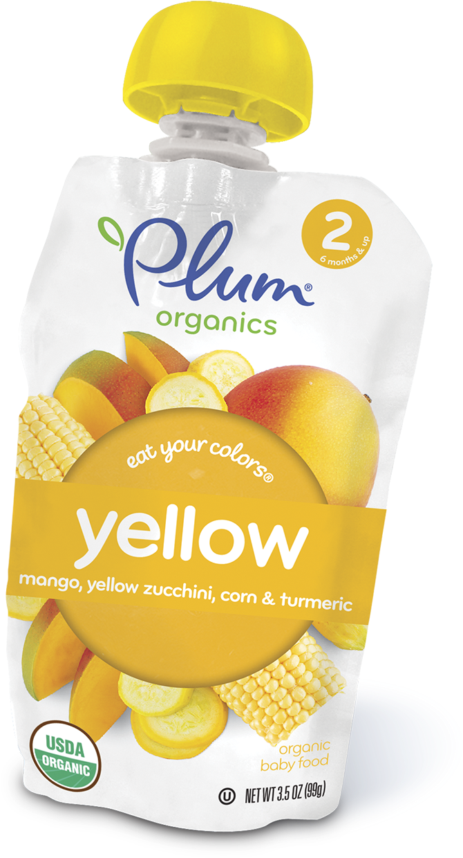 Plum Organics Yellow Baby Food Pouch PNG