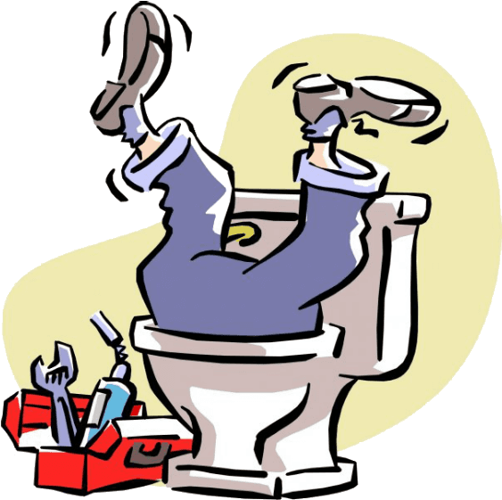 Plumber Stuck In Toilet Illustration PNG