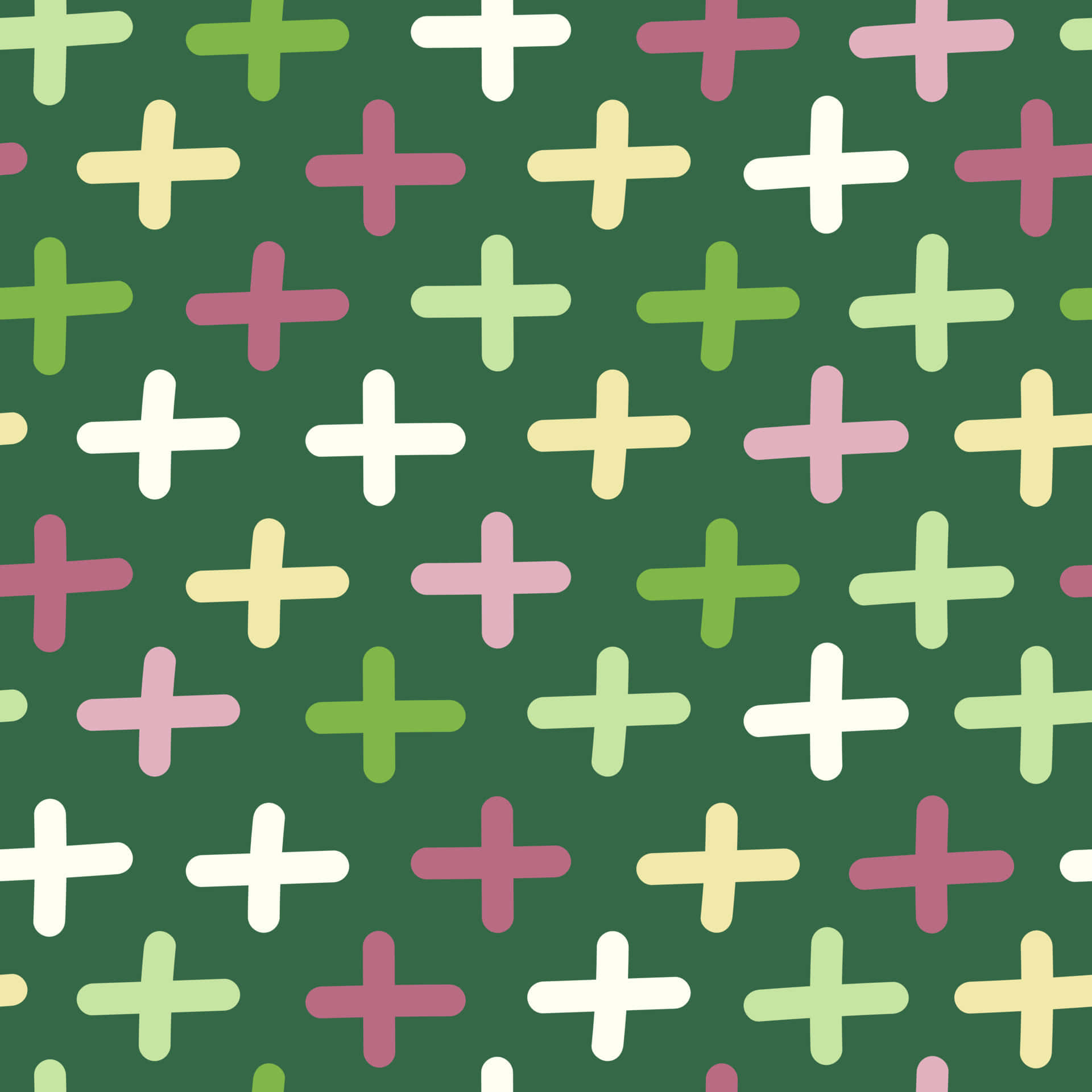 Plus Green Pattern Canvas Wallpaper