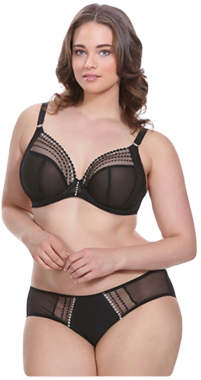 Plus Size Black Lingerie Model PNG