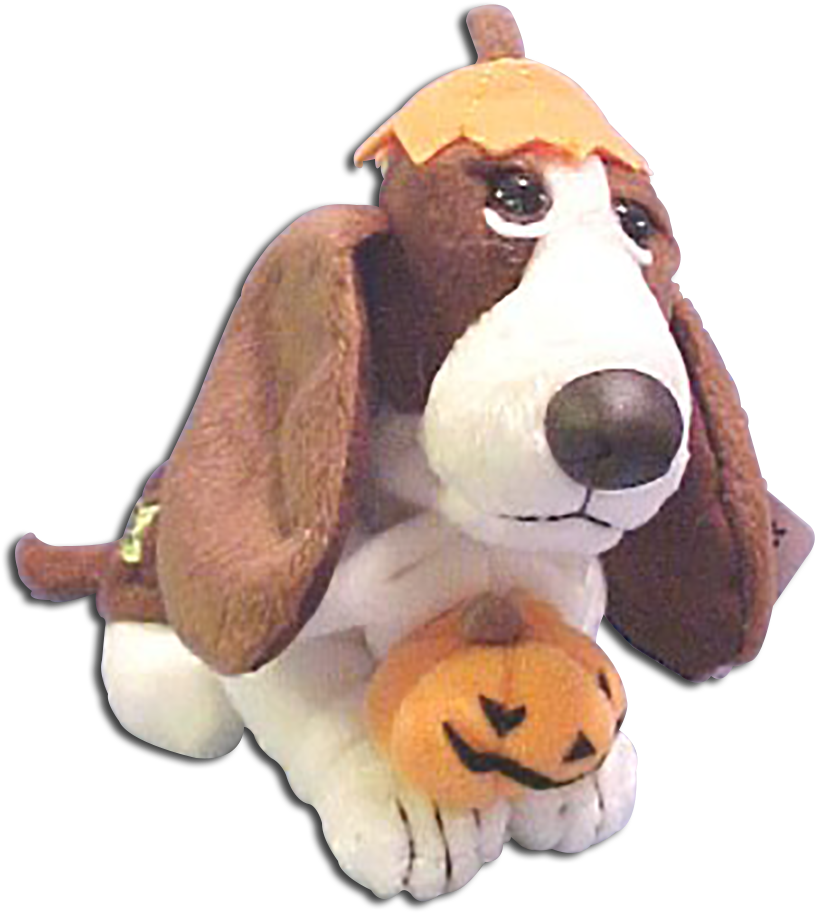 Plush Basset Hound With Pumpkin Toy PNG