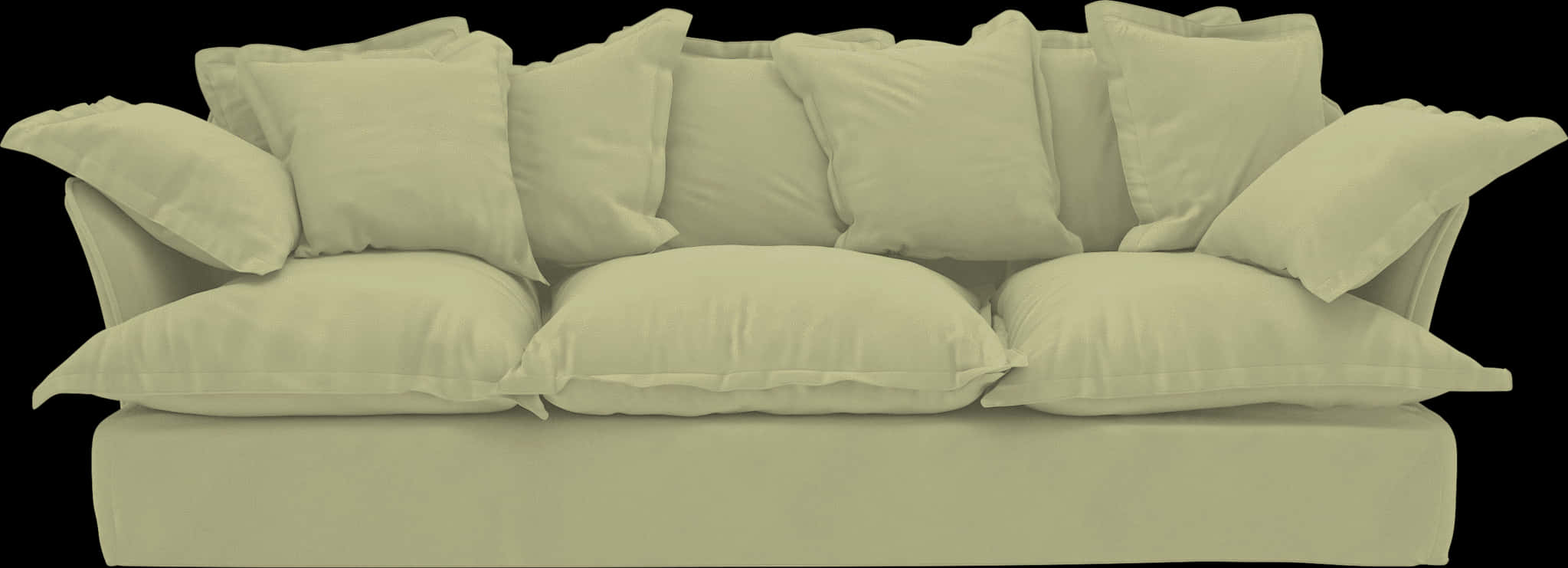 Plush Beige Couch With Pillows PNG