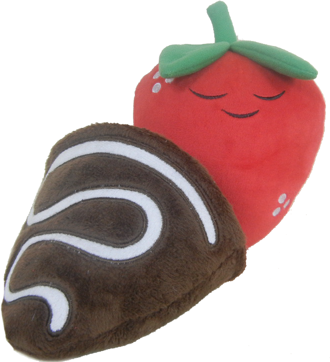 Plush Chocolate Covered Strawberry Smiling PNG