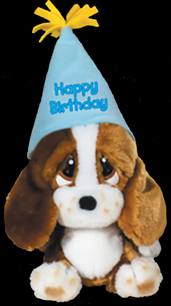 Plush Dog With Birthday Hat PNG