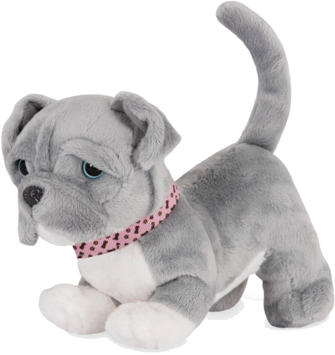 Plush Gray Puppy With Pink Collar PNG