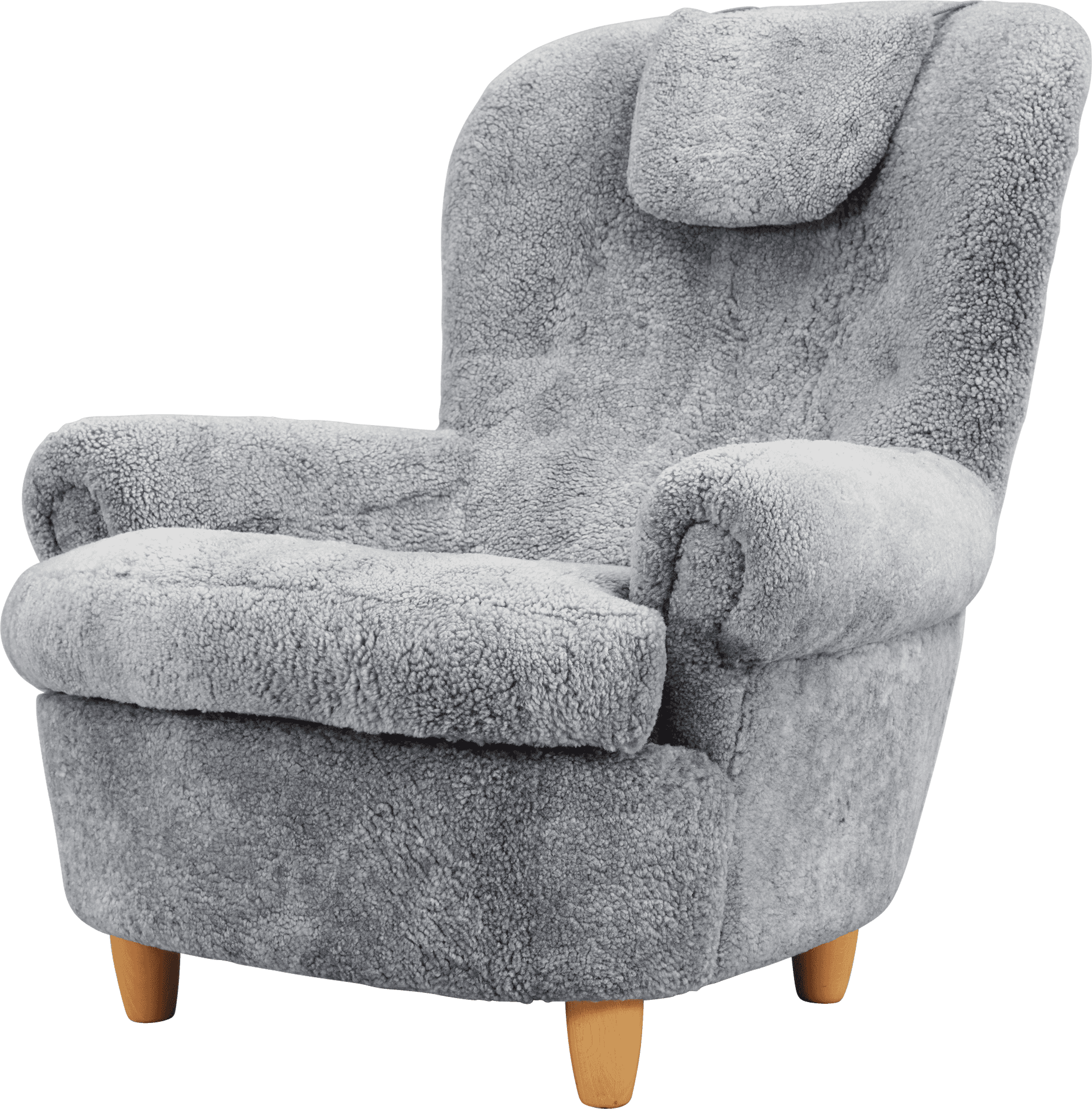 Plush Grey Armchair Isolated.png PNG